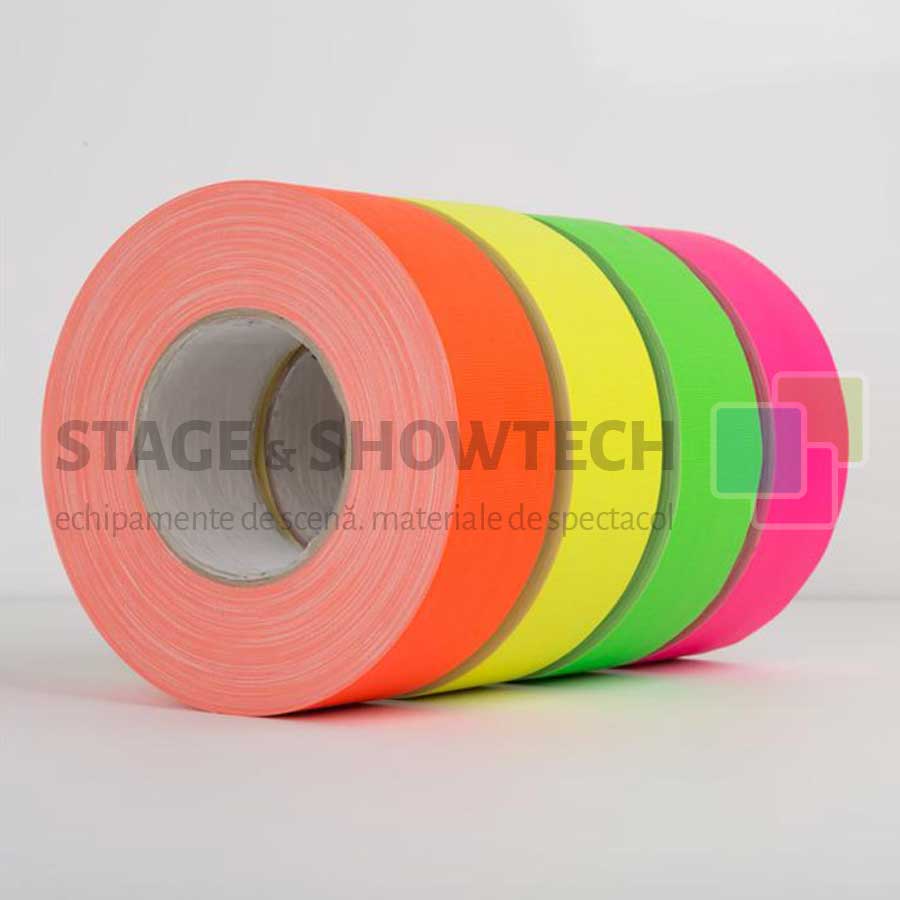Bandă adezivă fluorescentă pe suport textil 50mm